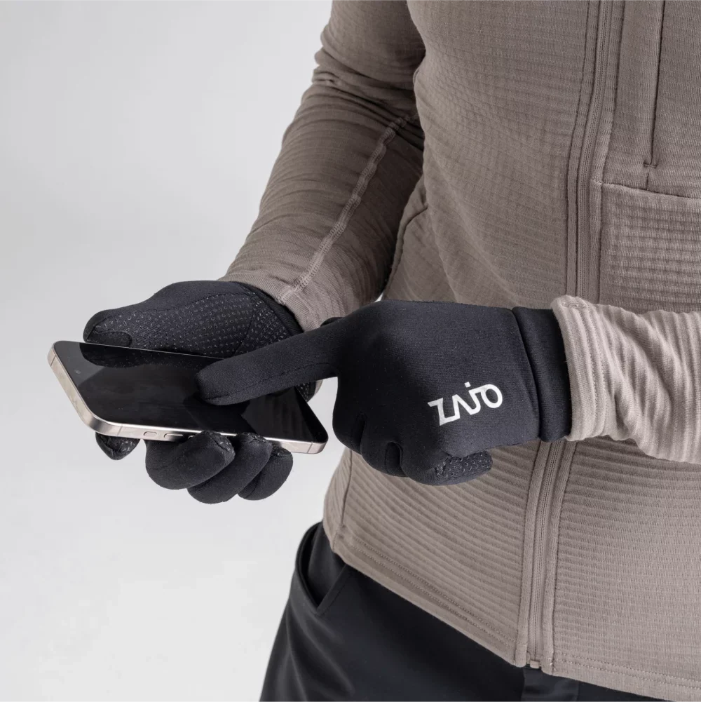 Amiko Fleece Gloves — Grey Navy