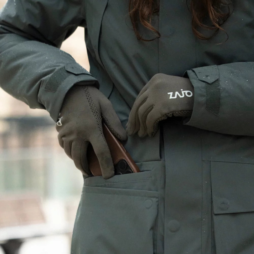 Amiko Fleece Gloves — Grey Navy