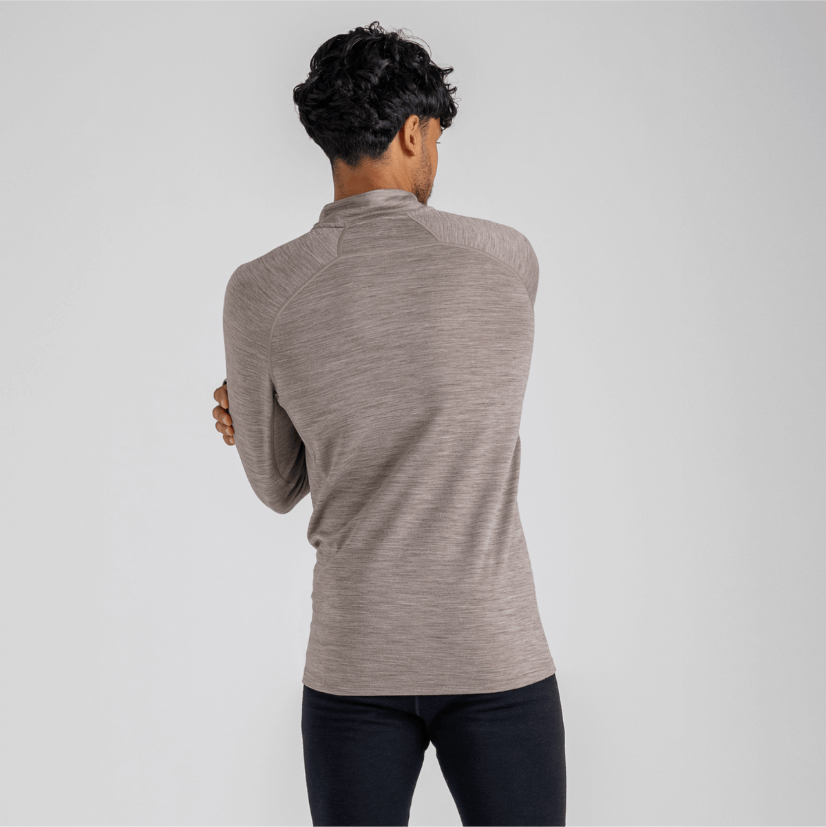 Hejma Men's Merino Zip Top — Taupe Beige