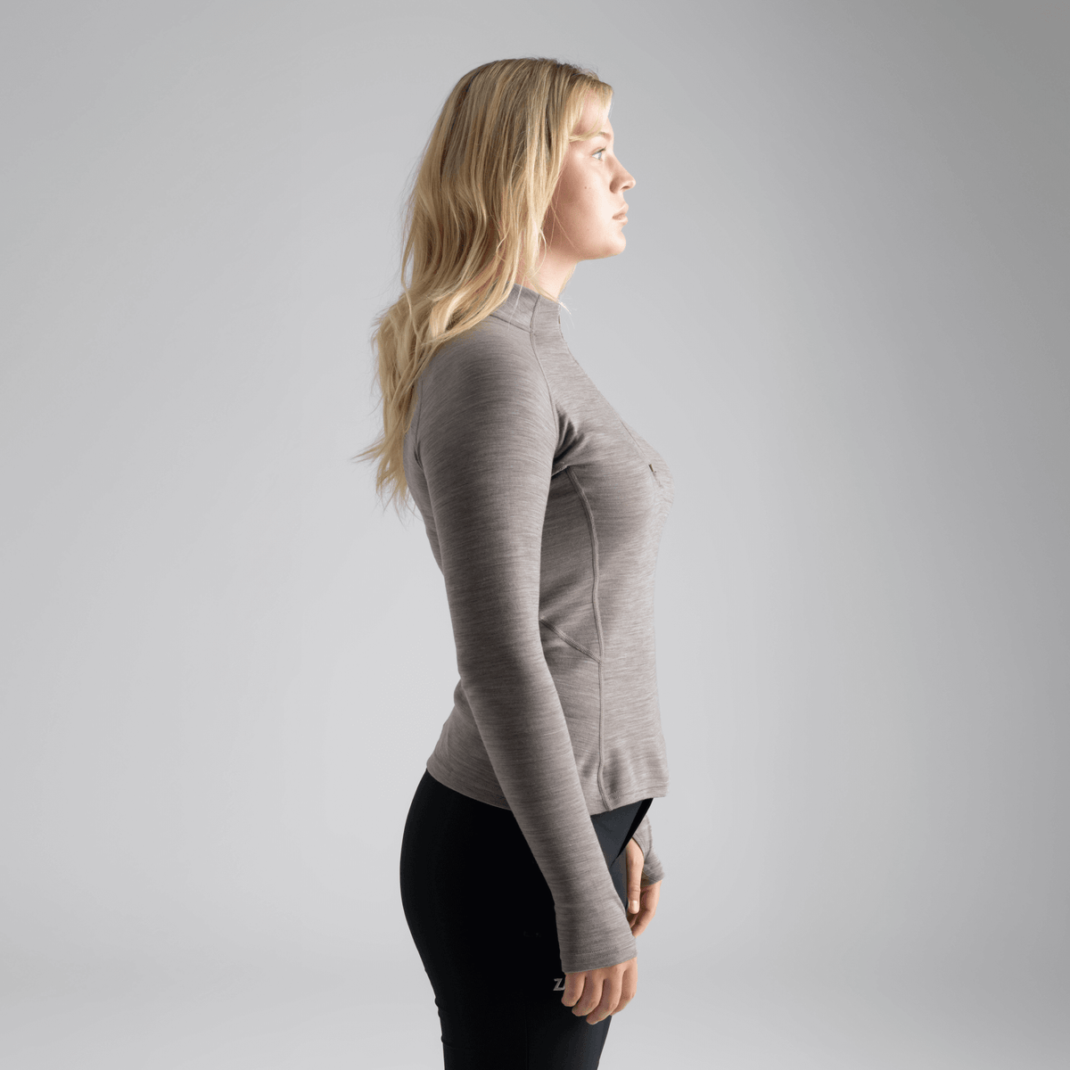 Hejma Women's Merino Zip Top — Taupe Beige