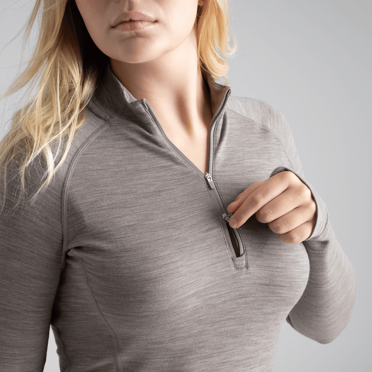 Hejma Women's Merino Zip Top — Taupe Beige