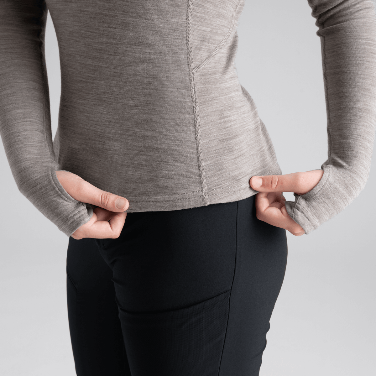 Hejma Women's Merino Zip Top — Taupe Beige
