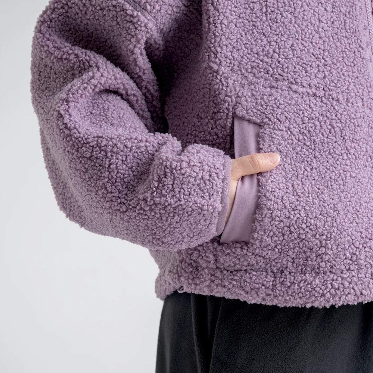 Palpo Kid's Pile Fleece Cropped Jacket — Iced Mauve