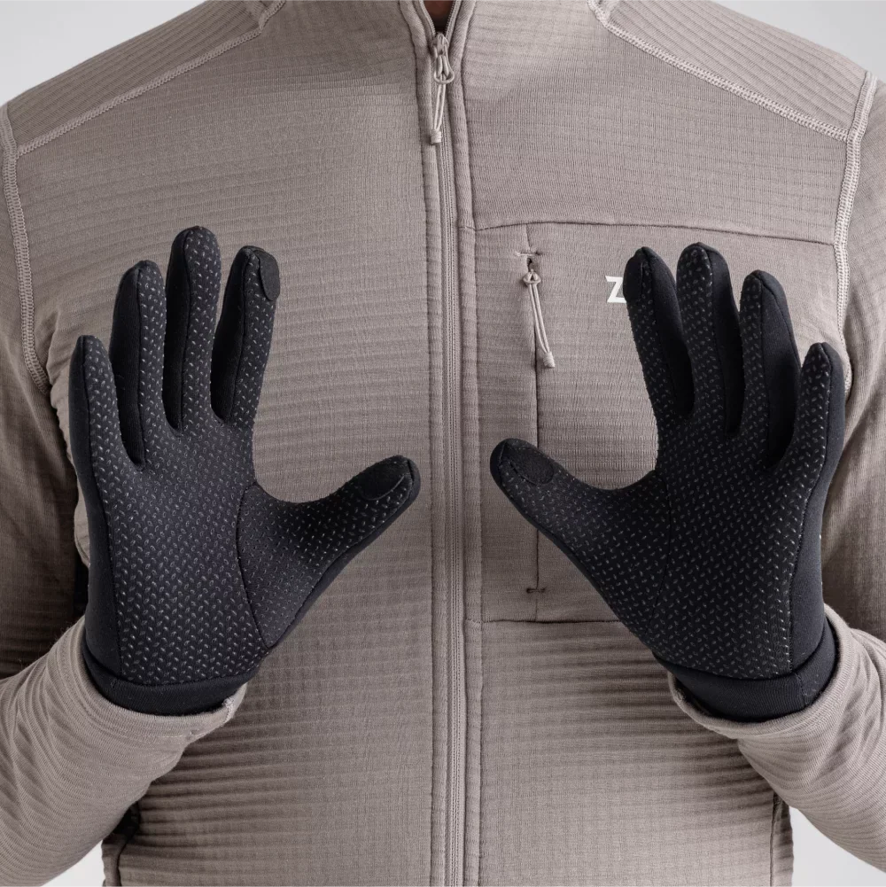 Amiko Fleece Gloves — Grey Navy
