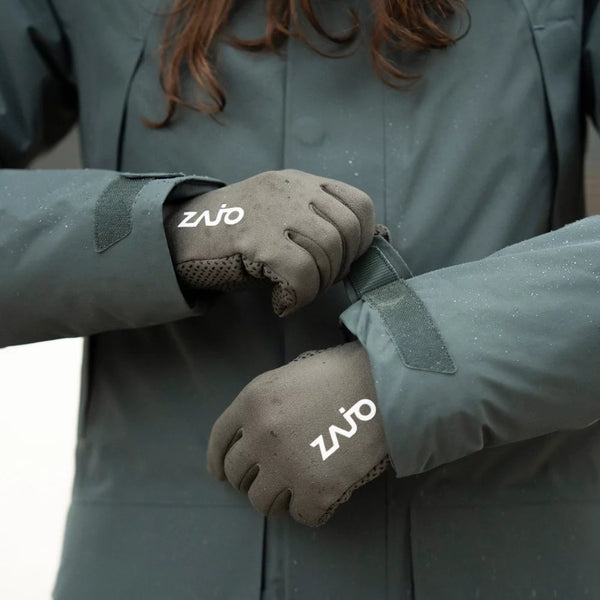 Amiko Fleece Gloves — Grey Navy