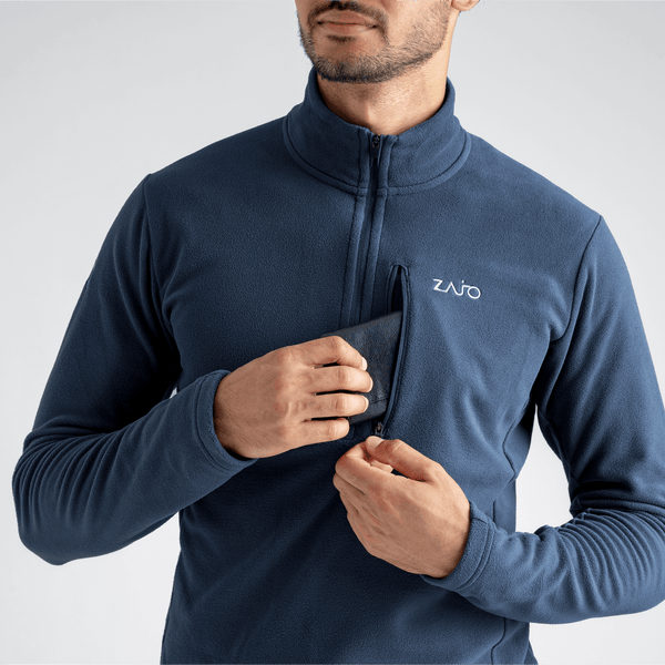 Auro Men's Fleece Zip Top — Black Olive