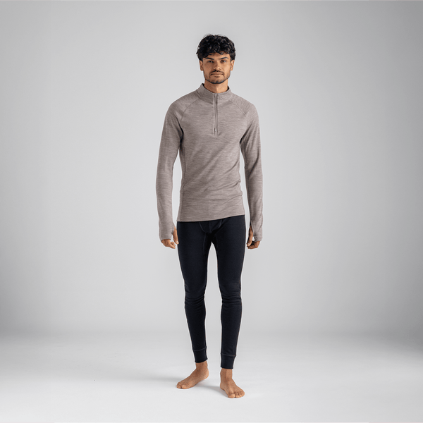 Hejma Men's Merino Zip Top — Taupe Beige