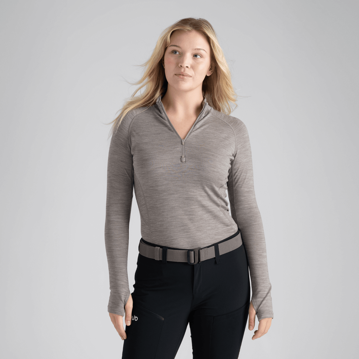 Hejma Women's Merino Zip Top — Taupe Beige