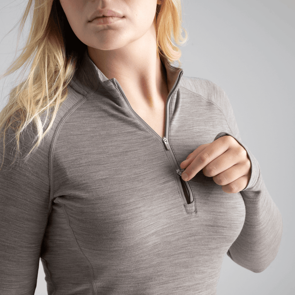 Hejma Women's Merino Zip Top — Taupe Beige