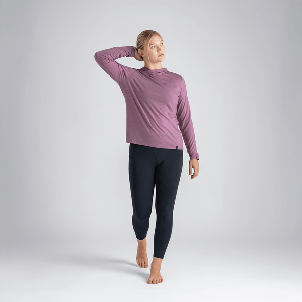 Kora Women's Merino Hoodie — Grey Navy